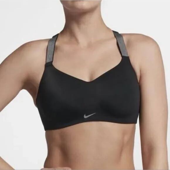 Nike Studio Training Sports Bra Dri-Fit Strappy Back Black Gray SZ Small - Picture 9 of 9